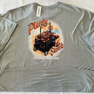 Tommy Bahama Men’s PLENTY AT STEAK Gray Graphic T-Shirt 4XL Grill Beer Beach NWT